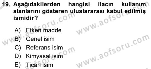Yaşlı Bakımı İlke Ve Uygulamaları Dersi 2020 - 2021 Yılı Yaz Okulu Sınav Soruları 19. Soru