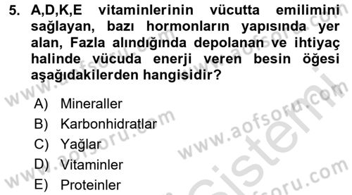 Yaşlı Bakımı İlke Ve Uygulamaları Dersi 2020 - 2021 Yılı Yaz Okulu Sınav Soruları 5. Soru