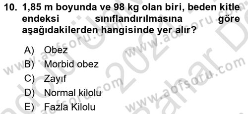 Yaşlı Bakımı İlke Ve Uygulamaları Dersi 2021 - 2022 Yılı (Vize) Ara Sınav Soruları 10. Soru