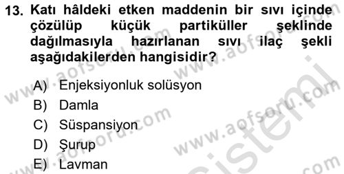 Yaşlı Bakımı İlke Ve Uygulamaları Dersi 2021 - 2022 Yılı (Final) Dönem Sonu Sınav Soruları 13. Soru