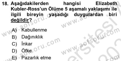 Yaşlı Bakımı İlke Ve Uygulamaları Dersi 2021 - 2022 Yılı (Final) Dönem Sonu Sınav Soruları 18. Soru