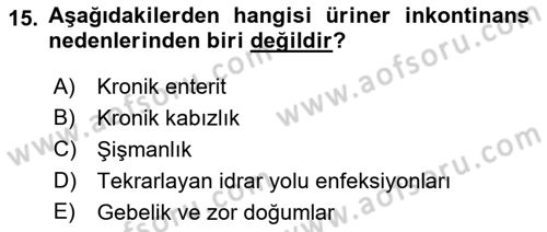 Yaşlı Bakımı İlke Ve Uygulamaları Dersi 2021 - 2022 Yılı Yaz Okulu Sınav Soruları 15. Soru