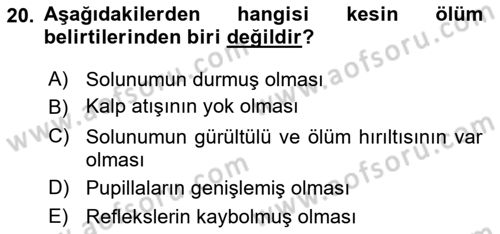 Yaşlı Bakımı İlke Ve Uygulamaları Dersi 2021 - 2022 Yılı Yaz Okulu Sınav Soruları 20. Soru