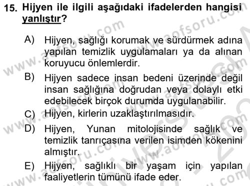 Yaşlı Bakımı İlke Ve Uygulamaları Dersi 2022 - 2023 Yılı Yaz Okulu Sınav Soruları 15. Soru