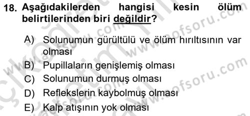 Yaşlı Bakımı İlke Ve Uygulamaları Dersi 2022 - 2023 Yılı Yaz Okulu Sınav Soruları 18. Soru
