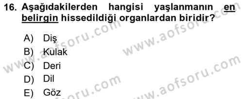 Yaşlı Bakımı İlke Ve Uygulamaları Dersi 2023 - 2024 Yılı (Vize) Ara Sınav Soruları 16. Soru