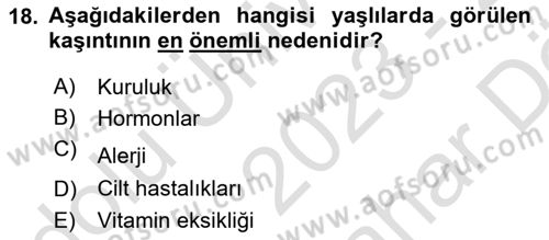 Yaşlı Bakımı İlke Ve Uygulamaları Dersi 2023 - 2024 Yılı (Vize) Ara Sınav Soruları 18. Soru