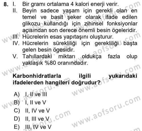 Yaşlı Bakımı İlke Ve Uygulamaları Dersi 2023 - 2024 Yılı (Vize) Ara Sınav Soruları 8. Soru