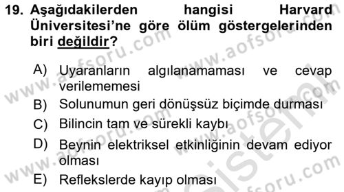 Yaşlı Bakımı İlke Ve Uygulamaları Dersi 2023 - 2024 Yılı (Final) Dönem Sonu Sınav Soruları 19. Soru
