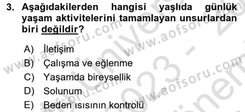 Yaşlı Bakımı İlke Ve Uygulamaları Dersi 2023 - 2024 Yılı (Final) Dönem Sonu Sınav Soruları 3. Soru