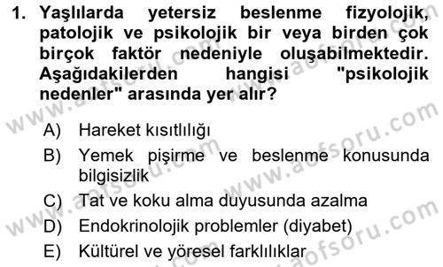 Yaşlı Bakımı İlke Ve Uygulamaları Dersi 2023 - 2024 Yılı Yaz Okulu Sınav Soruları 1. Soru