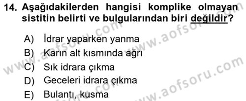 Yaşlı Bakımı İlke Ve Uygulamaları Dersi 2023 - 2024 Yılı Yaz Okulu Sınav Soruları 14. Soru