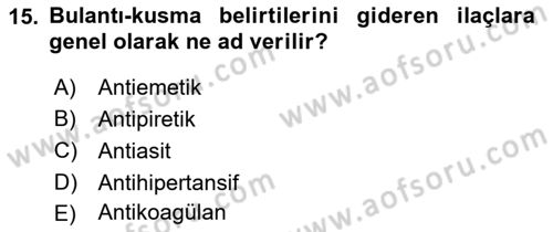 Yaşlı Bakımı İlke Ve Uygulamaları Dersi 2023 - 2024 Yılı Yaz Okulu Sınav Soruları 15. Soru