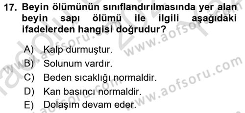Yaşlı Bakımı İlke Ve Uygulamaları Dersi 2023 - 2024 Yılı Yaz Okulu Sınav Soruları 17. Soru