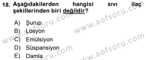 Yaşlı Bakımı İlke Ve Uygulamaları Dersi 2023 - 2024 Yılı Yaz Okulu Sınav Soruları 18. Soru