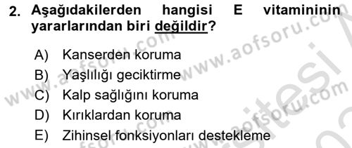 Yaşlı Bakımı İlke Ve Uygulamaları Dersi 2023 - 2024 Yılı Yaz Okulu Sınav Soruları 2. Soru