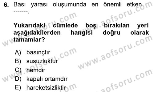 Yaşlı Bakımı İlke Ve Uygulamaları Dersi 2023 - 2024 Yılı Yaz Okulu Sınav Soruları 6. Soru