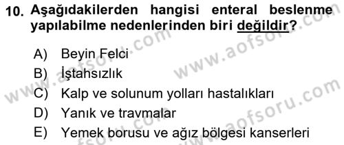 Yaşlı Bakımı İlke Ve Uygulamaları Dersi 2024 - 2025 Yılı (Vize) Ara Sınav Soruları 10. Soru