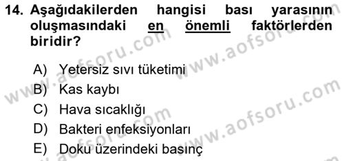 Yaşlı Bakımı İlke Ve Uygulamaları Dersi 2024 - 2025 Yılı (Vize) Ara Sınav Soruları 14. Soru