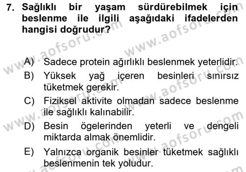 Yaşlı Bakımı İlke Ve Uygulamaları Dersi 2024 - 2025 Yılı (Vize) Ara Sınav Soruları 7. Soru
