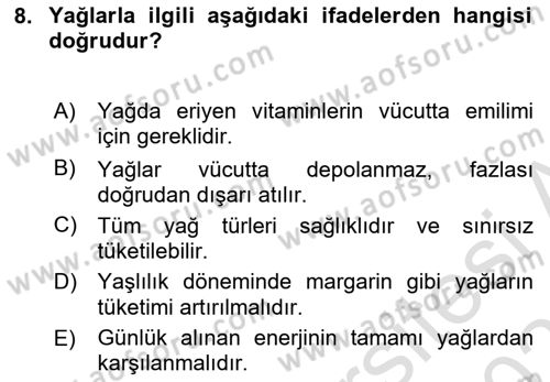 Yaşlı Bakımı İlke Ve Uygulamaları Dersi 2024 - 2025 Yılı (Vize) Ara Sınav Soruları 8. Soru