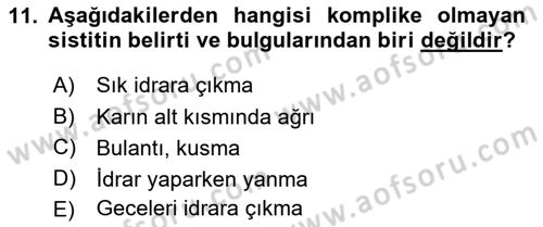 Yaşlı Bakımı İlke Ve Uygulamaları Dersi 2024 - 2025 Yılı (Final) Dönem Sonu Sınav Soruları 11. Soru