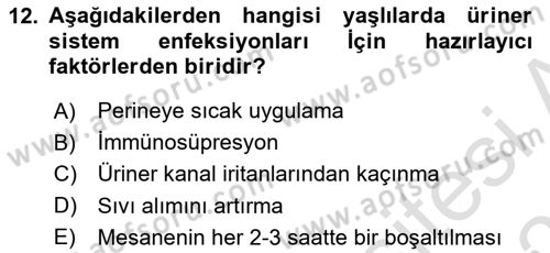 Yaşlı Bakımı İlke Ve Uygulamaları Dersi 2024 - 2025 Yılı (Final) Dönem Sonu Sınav Soruları 12. Soru