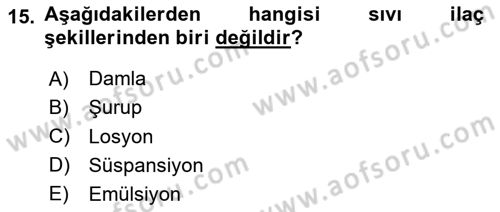 Yaşlı Bakımı İlke Ve Uygulamaları Dersi 2024 - 2025 Yılı (Final) Dönem Sonu Sınav Soruları 15. Soru