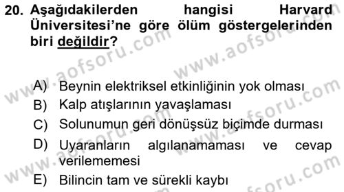 Yaşlı Bakımı İlke Ve Uygulamaları Dersi 2024 - 2025 Yılı (Final) Dönem Sonu Sınav Soruları 20. Soru
