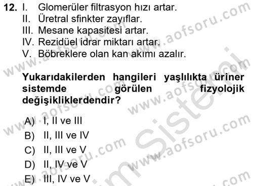 Yaşlı Bakımı İlke Ve Uygulamaları Dersi 2024 - 2025 Yılı Yaz Okulu Sınav Soruları 12. Soru