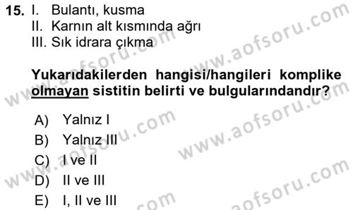 Yaşlı Bakımı İlke Ve Uygulamaları Dersi 2024 - 2025 Yılı Yaz Okulu Sınav Soruları 15. Soru