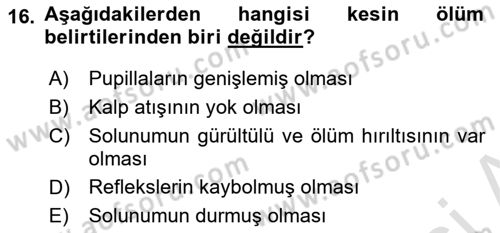 Yaşlı Bakımı İlke Ve Uygulamaları Dersi 2024 - 2025 Yılı Yaz Okulu Sınav Soruları 16. Soru