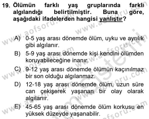 Yaşlı Bakımı İlke Ve Uygulamaları Dersi 2024 - 2025 Yılı Yaz Okulu Sınav Soruları 19. Soru