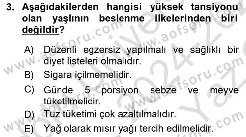 Yaşlı Bakımı İlke Ve Uygulamaları Dersi 2024 - 2025 Yılı Yaz Okulu Sınav Soruları 3. Soru