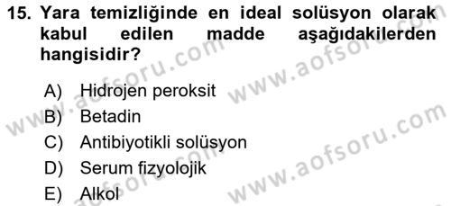 Yaşlı Bakımı İlke Ve Uygulamaları Dersi 2025 - 2026 Yılı (Vize) Ara Sınav Soruları 15. Soru