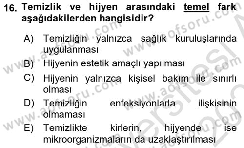 Yaşlı Bakımı İlke Ve Uygulamaları Dersi 2025 - 2026 Yılı (Vize) Ara Sınav Soruları 16. Soru