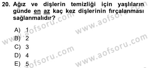 Yaşlı Bakımı İlke Ve Uygulamaları Dersi 2025 - 2026 Yılı (Vize) Ara Sınav Soruları 20. Soru