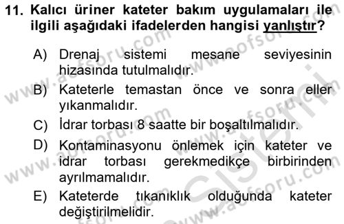 Yaşlı Bakımı İlke Ve Uygulamaları Dersi 2025 - 2026 Yılı (Final) Dönem Sonu Sınav Soruları 11. Soru