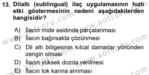Yaşlı Bakımı İlke Ve Uygulamaları Dersi 2025 - 2026 Yılı (Final) Dönem Sonu Sınav Soruları 13. Soru