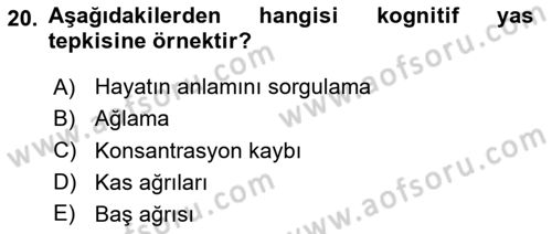 Yaşlı Bakımı İlke Ve Uygulamaları Dersi 2025 - 2026 Yılı (Final) Dönem Sonu Sınav Soruları 20. Soru