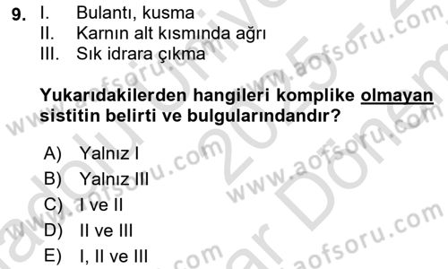 Yaşlı Bakımı İlke Ve Uygulamaları Dersi 2025 - 2026 Yılı (Final) Dönem Sonu Sınav Soruları 9. Soru