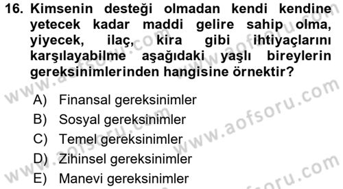 Bakım Elemanı Yetiştirme Ve Geliştirme 3 Dersi 2016 - 2017 Yılı 3 Ders Sınav Soruları 16. Soru