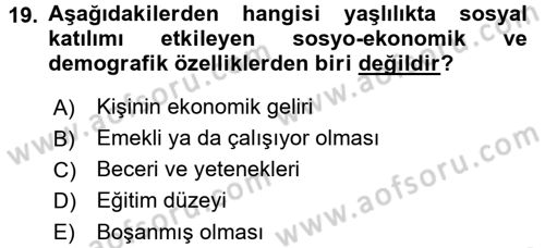 Bakım Elemanı Yetiştirme Ve Geliştirme 3 Dersi 2016 - 2017 Yılı 3 Ders Sınav Soruları 19. Soru