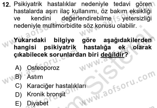 Bakım Elemanı Yetiştirme Ve Geliştirme 3 Dersi 2016 - 2017 Yılı (Vize) Ara Sınavı 12. Soru