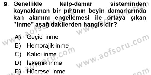 Bakım Elemanı Yetiştirme Ve Geliştirme 3 Dersi 2016 - 2017 Yılı (Vize) Ara Sınavı 9. Soru