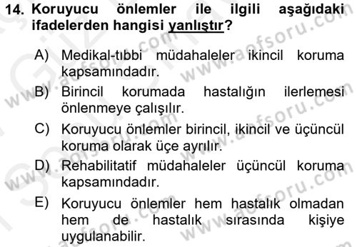 Bakım Elemanı Yetiştirme Ve Geliştirme 3 Dersi 2016 - 2017 Yılı (Final) Dönem Sonu Sınav Soruları 14. Soru