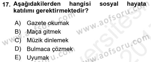 Bakım Elemanı Yetiştirme Ve Geliştirme 3 Dersi 2016 - 2017 Yılı (Final) Dönem Sonu Sınav Soruları 17. Soru