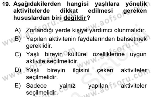 Bakım Elemanı Yetiştirme Ve Geliştirme 3 Dersi 2016 - 2017 Yılı (Final) Dönem Sonu Sınav Soruları 19. Soru