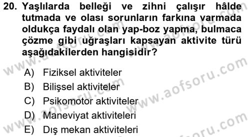 Bakım Elemanı Yetiştirme Ve Geliştirme 3 Dersi 2016 - 2017 Yılı (Final) Dönem Sonu Sınav Soruları 20. Soru