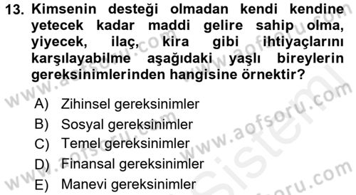 Bakım Elemanı Yetiştirme Ve Geliştirme 3 Dersi 2017 - 2018 Yılı 3 Ders Sınavı 13. Soru